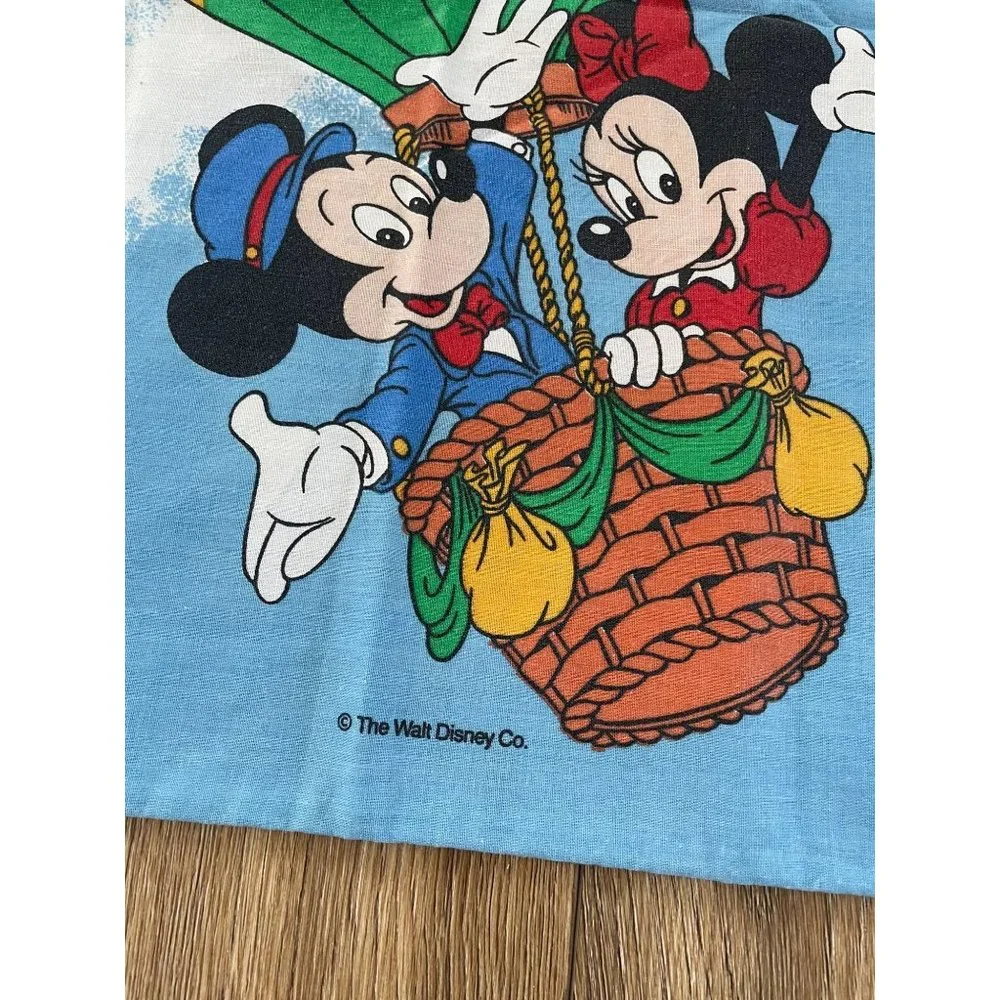 Vintage Walt Disney Co. Minnie and Mickey Mouse Hot Air Balloon Pillowcase